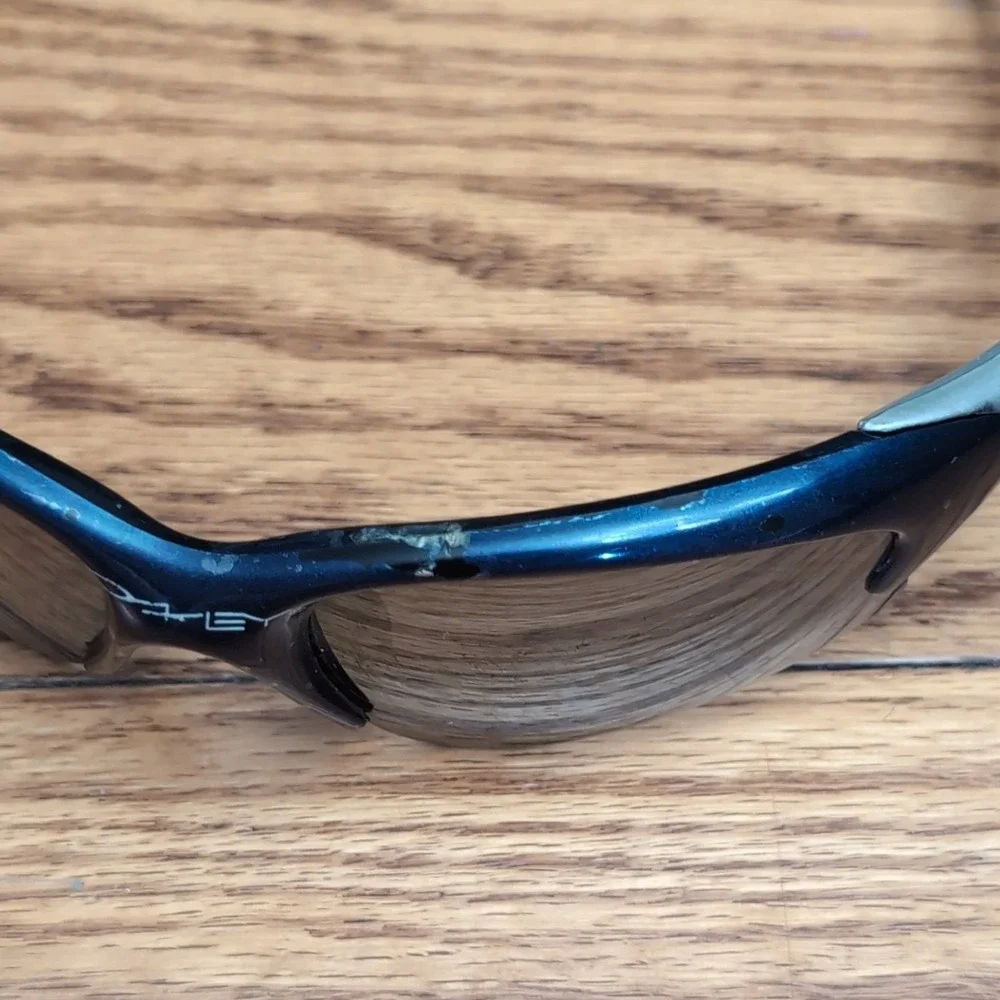 Oakley Flak Jacket Sunglasses Men Blue Gray Oval Sports
